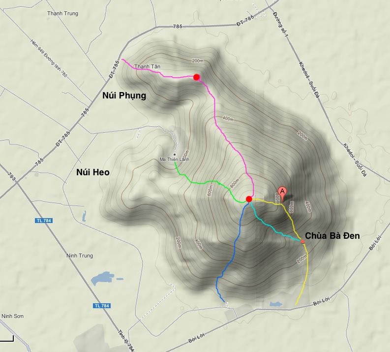 Hiking Trails Near Ho Chi Minh City - ba den mountain map